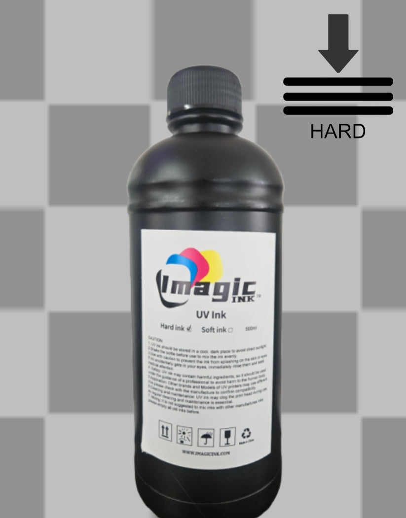 HARD UV Printer Ink by Imagic Ink for Epson xp600 dx5 dx6 all colors CMYK + White and Varnish