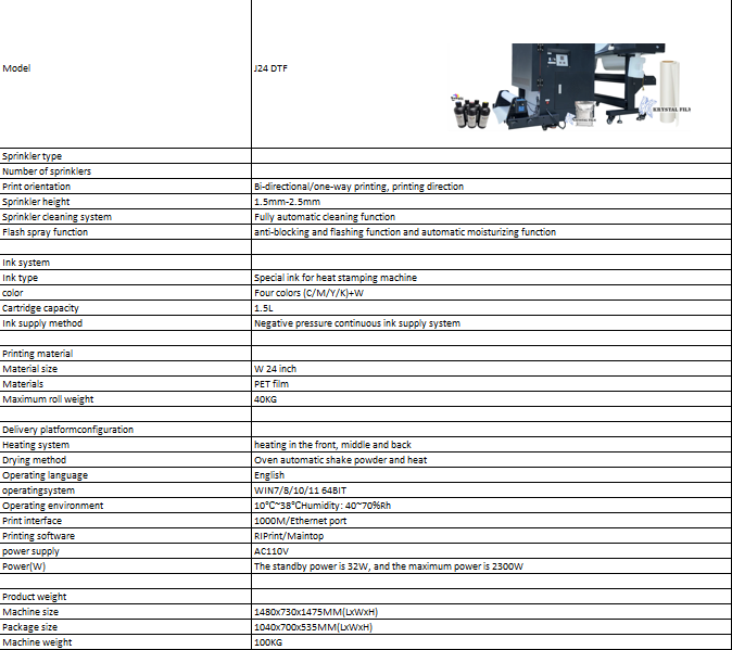 In Stock! J24 a 24 inch DTF Printer with Shaker Oven two I1600 printheads Starter Pack