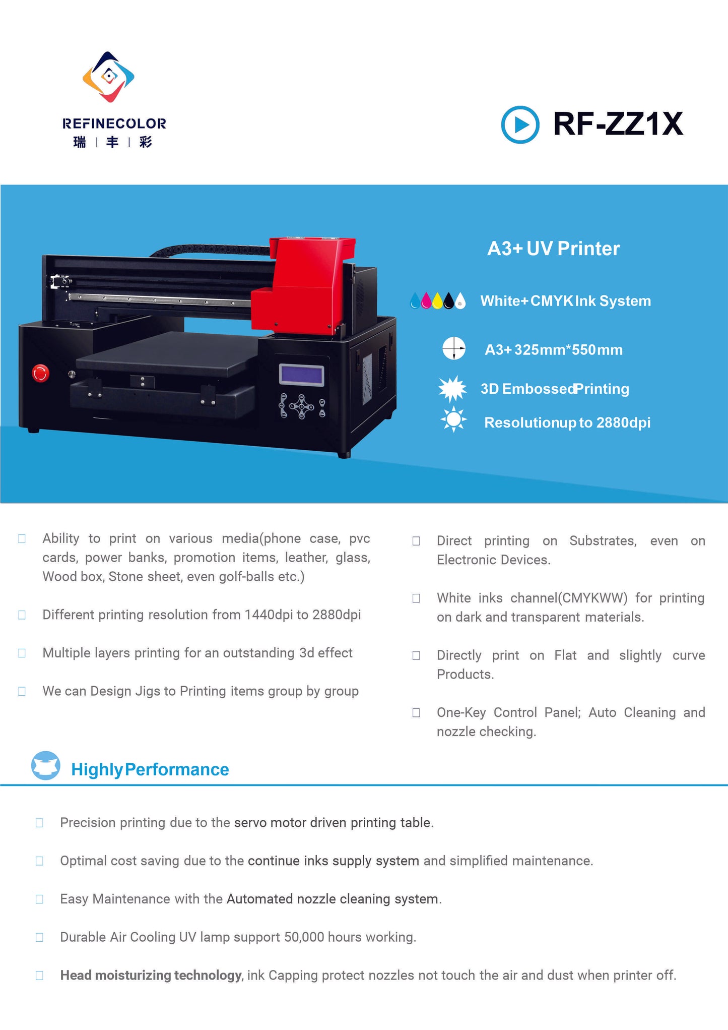 ZZ1S Refine Color Uv printer flatbed  from Jay's Printers
