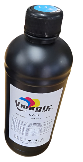 Imagic Ink for UV Printers UV ink - Choose your Color and Type (500ml bottles) - Hard, Neutral, Soft, Fluorescent - UV Inks with Jay's Printers