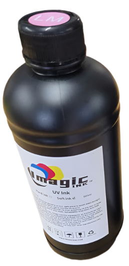 Imagic Ink for UV Printers UV ink - Choose your Color and Type (500ml bottles) - Hard, Neutral, Soft, Fluorescent - UV Inks with Jay's Printers