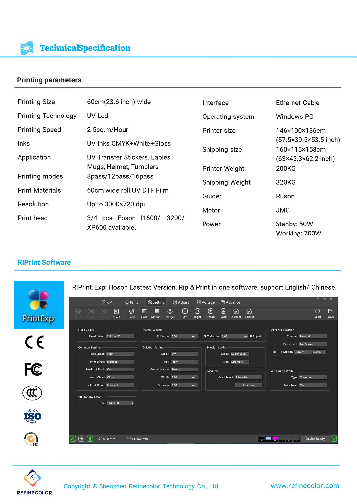 60pro 60CM UV/DTF Roll to Roll UV Printer with 3 XP600 printhead