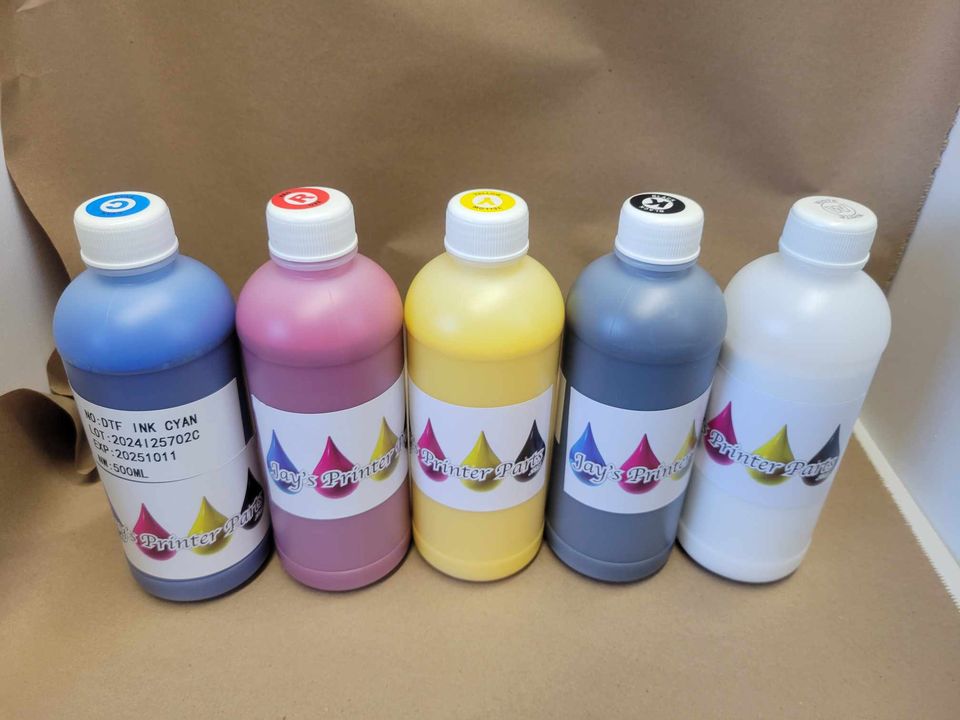 DTF Ink for DTF Textile T-shirt Printer for Epson xp600 dx5 dx6 all colors CMYK + White 500ml Bottle