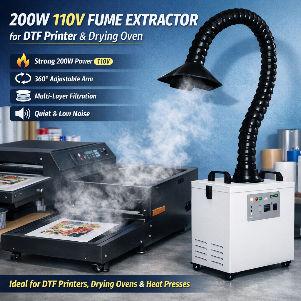 200W 110V Fume Extractor for DTF Printer  Drying Oven – High‑Efficiency Smoke Removal