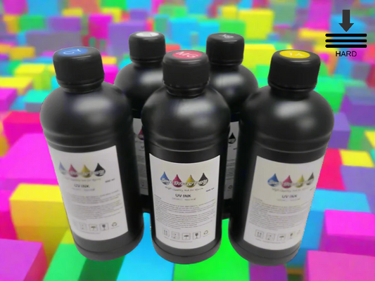 HARD UV Printer Ink by Imagic Ink for Epson xp600 dx5 dx6 all colors CMYK + White and Varnish