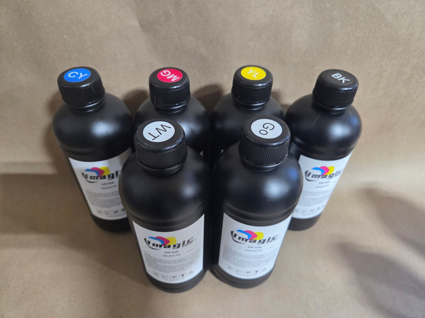 Imagic Ink for UV Printers UV ink - Choose your Color and Type (500ml bottles) - Hard, Neutral, Soft, Fluorescent - UV Inks with Jay's Printers