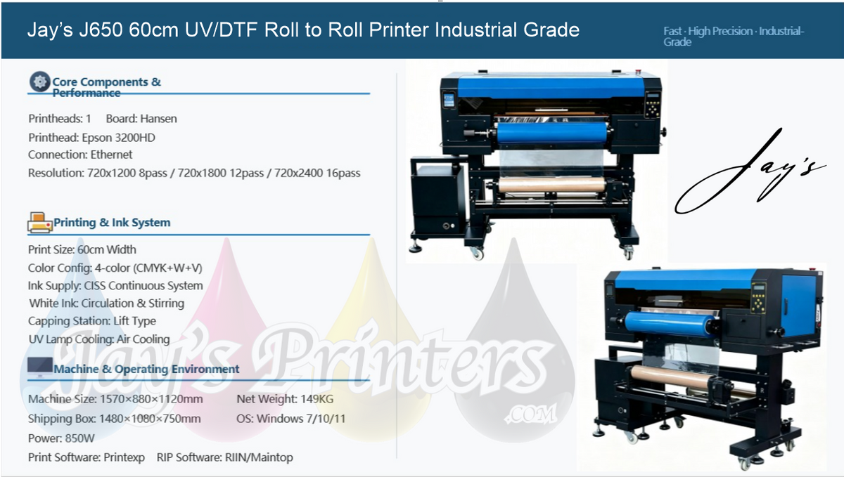 J650 UVDTF roll-to-roll printer! i3200HD Printhead - Jay's Printer Parts and Supply