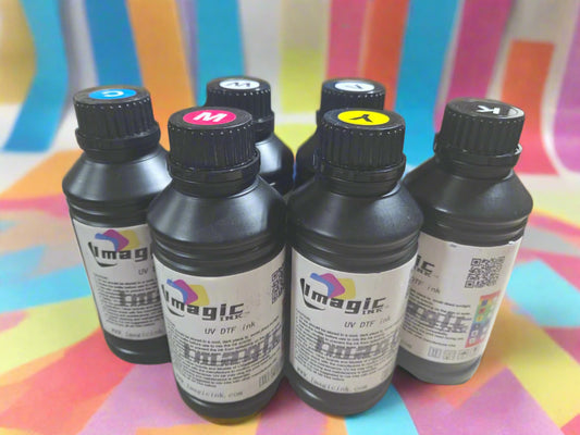 J650 UV/DTF UV Sticker Printer Ink by Imagic Ink for Epson xp600 dx5 dx6 all colors CMYK + White and Varnish UVDTF UV DTF ink