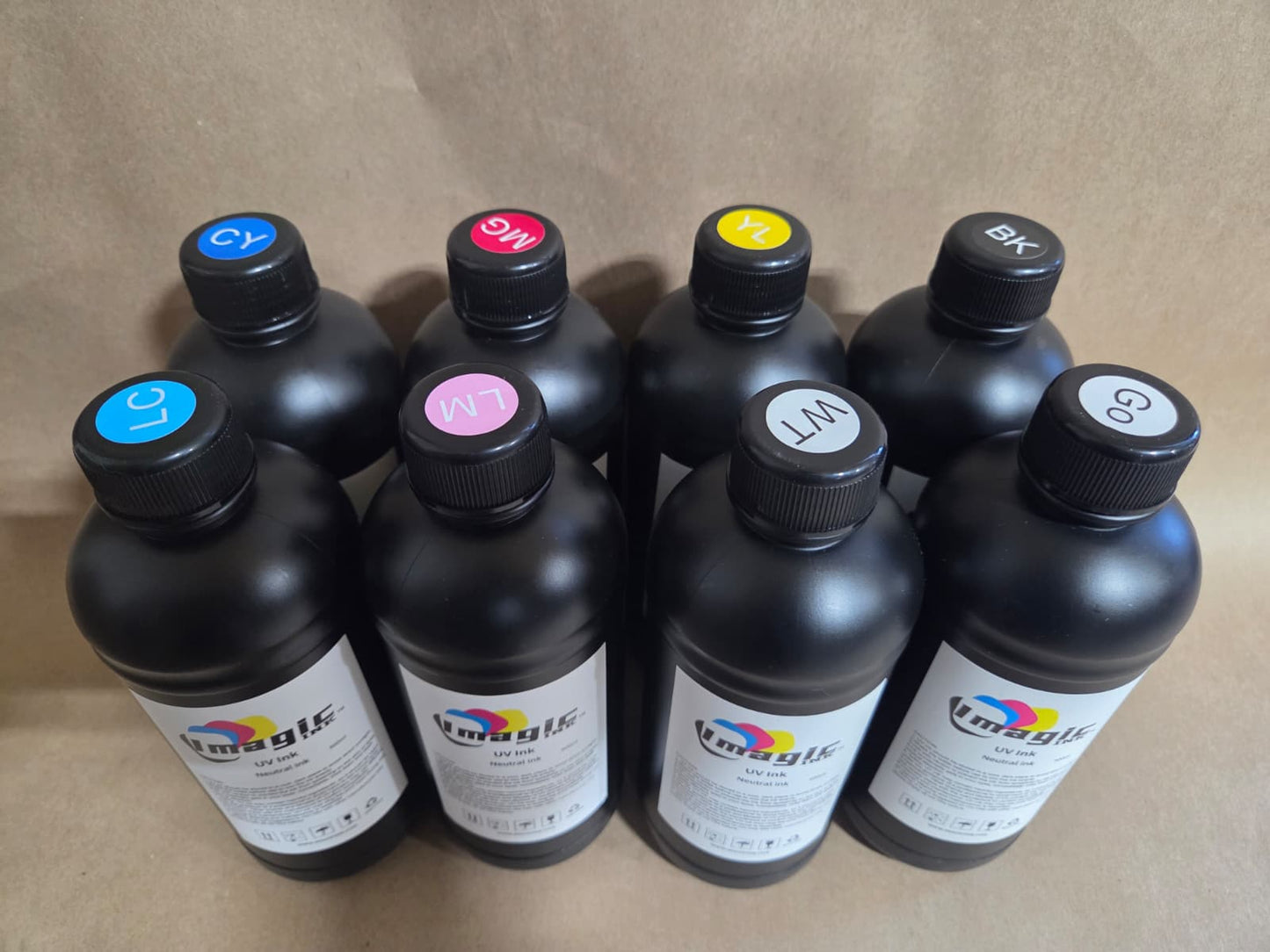 Imagic Ink for UV Printers UV ink - Choose your Color and Type (500ml bottles) - Hard, Neutral, Soft, Fluorescent - UV Inks with Jay's Printers