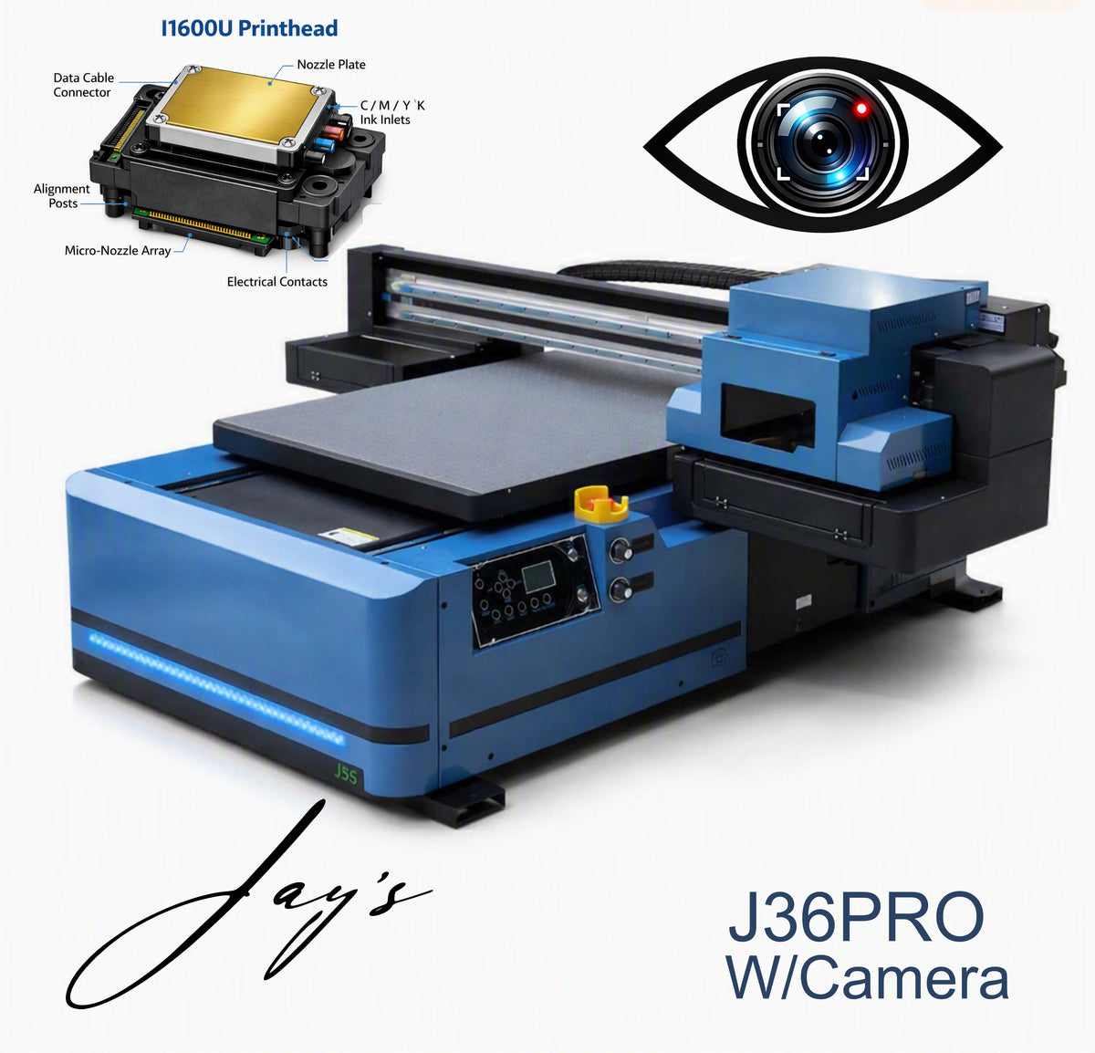 J36PRO with CCD 24x36 inch Signature UV 3 head I1600 from Jay's printers flatbed printer