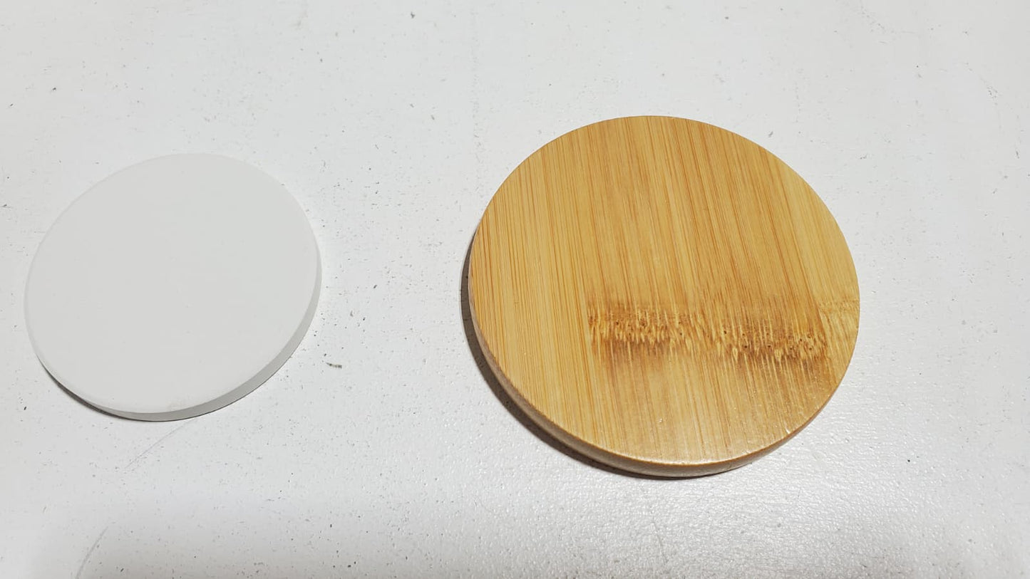 Two-Part Ceramic Coaster--Printable Ceramic Insert with Wood Base