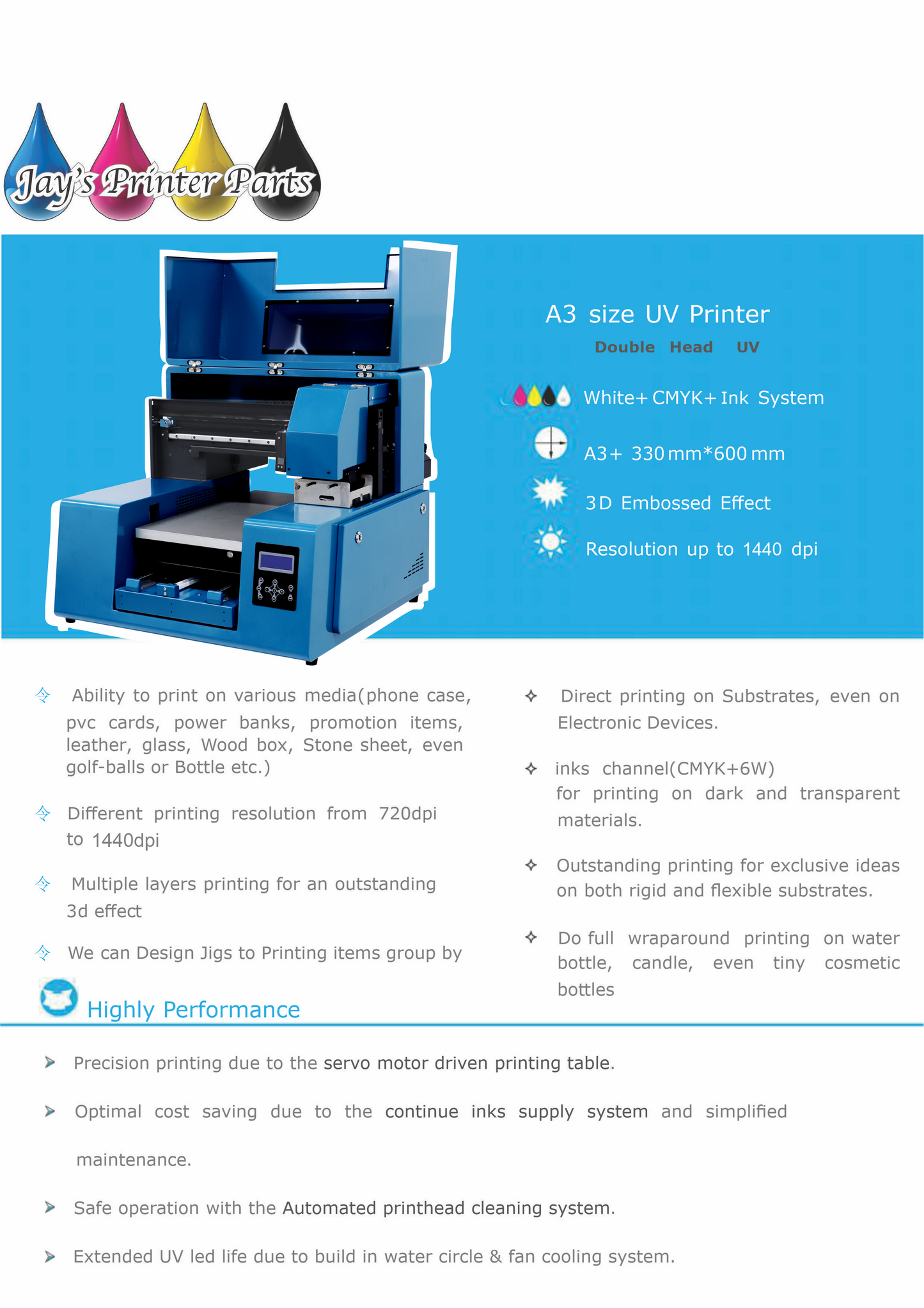 In-Stock JC2C 2 head  UV printer Flatbed  from Jay's Printers